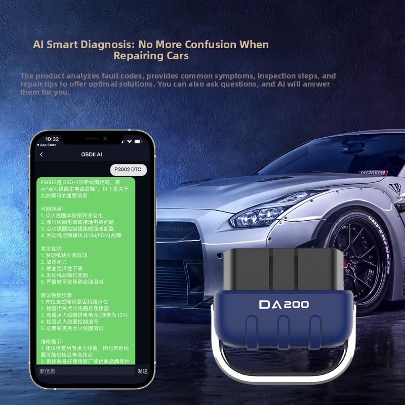 Bluetooth OBD2 automobilni dijagnostički alat – čitanje kodova, dijagnostika kvarova, Da200, 9–16 V, -20 do 60°C