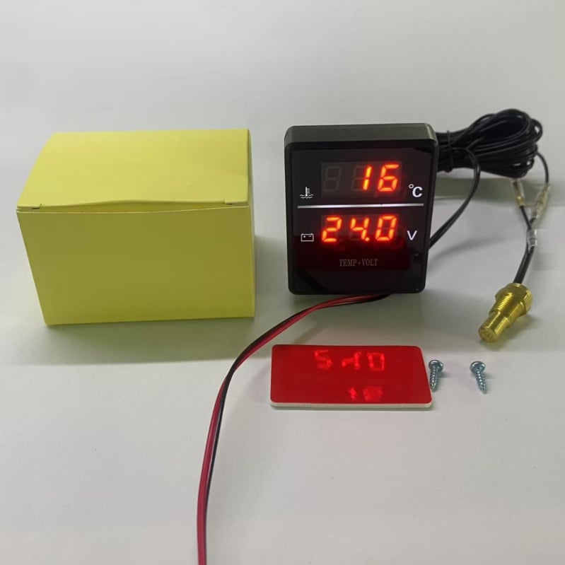 LED digitalni mjerač temperature vode i napona za automobile, kamione i poljoprivredna vozila – dva u jednom