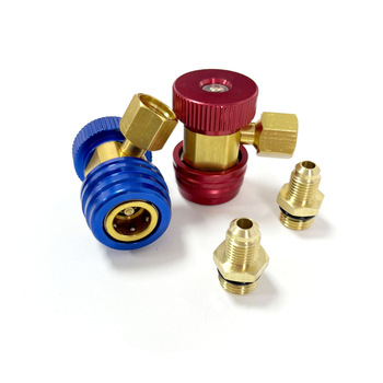 Set de manometre pentru climatizarea auto cu vid pentru R134a — precizie 1,5 clase, conexiune filetată, game: joasă -0,21 la 2,4; înaltă -0,21 la 3,45; model YS-90 corp din aluminiu