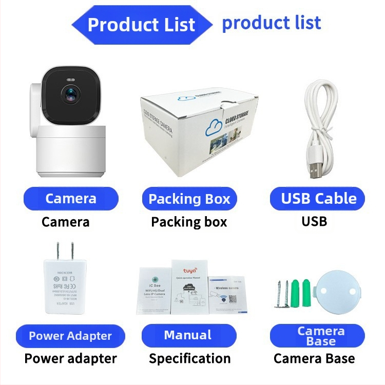 Unutarnja bežična IP kamera s objektivom 3,6 mm, daljinsko okretanje, 3MP/2K HD, upravljanje putem mobilne aplikacije, noćni pogled