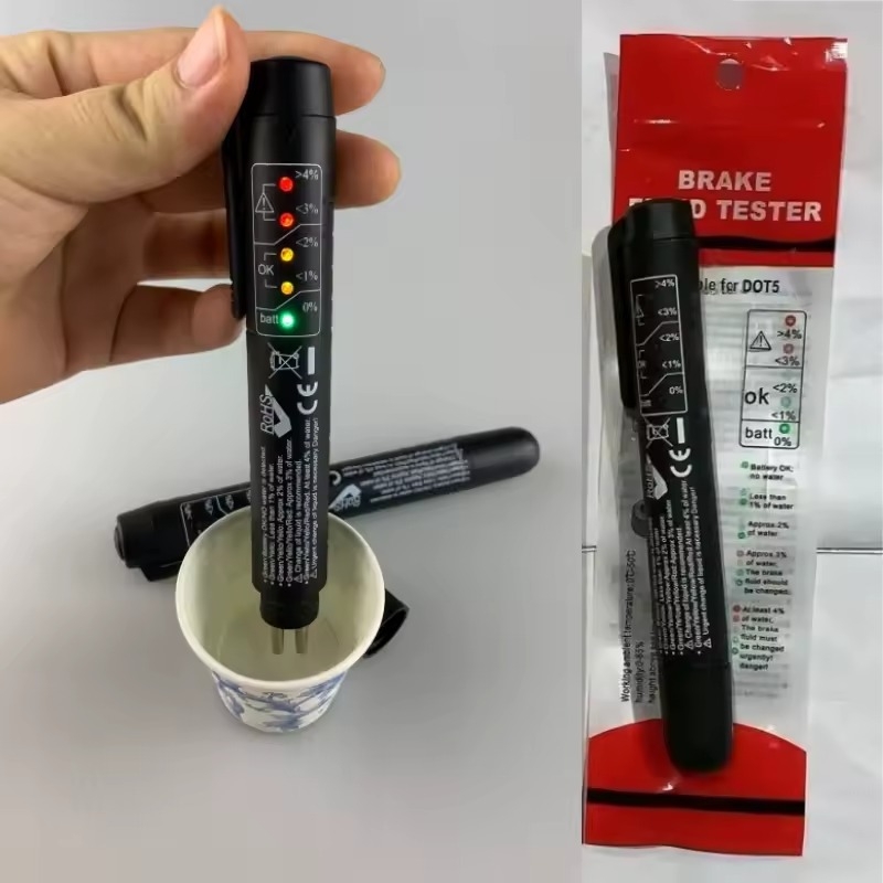 Creion tester pentru lichidul de frână cu 5 LED DOT3/4/5 – detector de calitate a lichidului de frână, alimentare 12V, interval de lucru -30°C până la 50°C