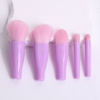 5-частен комплект четки за грим: руж, контуриране и детайли за очи, с диамантена дръжка — подходящ за пътуване