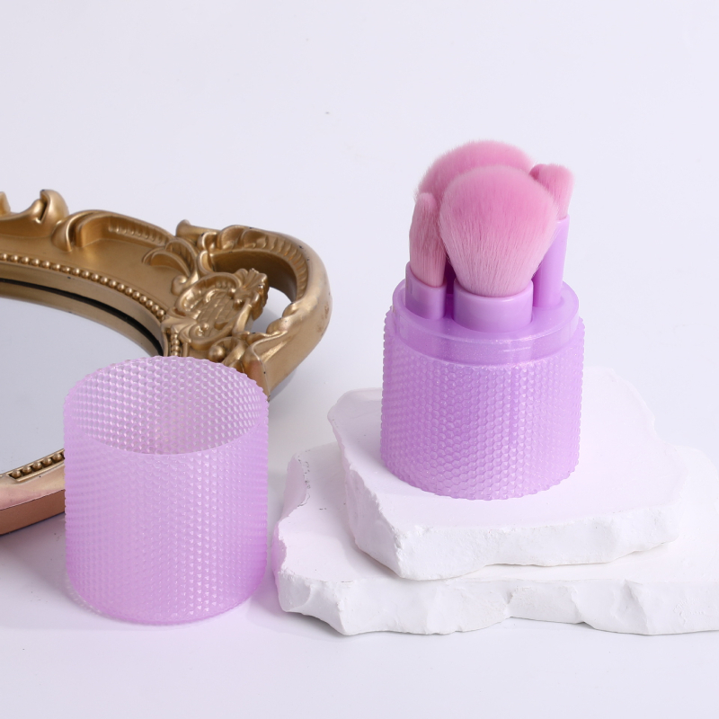 5-частен комплект четки за грим: руж, контуриране и детайли за очи, с диамантена дръжка — подходящ за пътуване