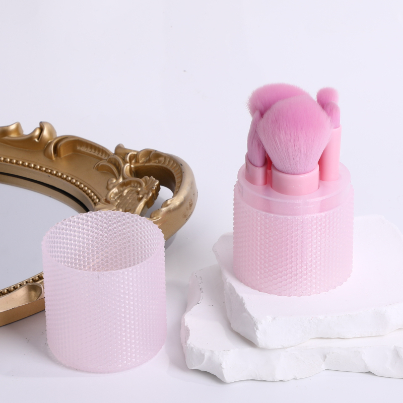 5-частен комплект четки за грим: руж, контуриране и детайли за очи, с диамантена дръжка — подходящ за пътуване