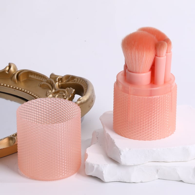 5-частен комплект четки за грим: руж, контуриране и детайли за очи, с диамантена дръжка — подходящ за пътуване