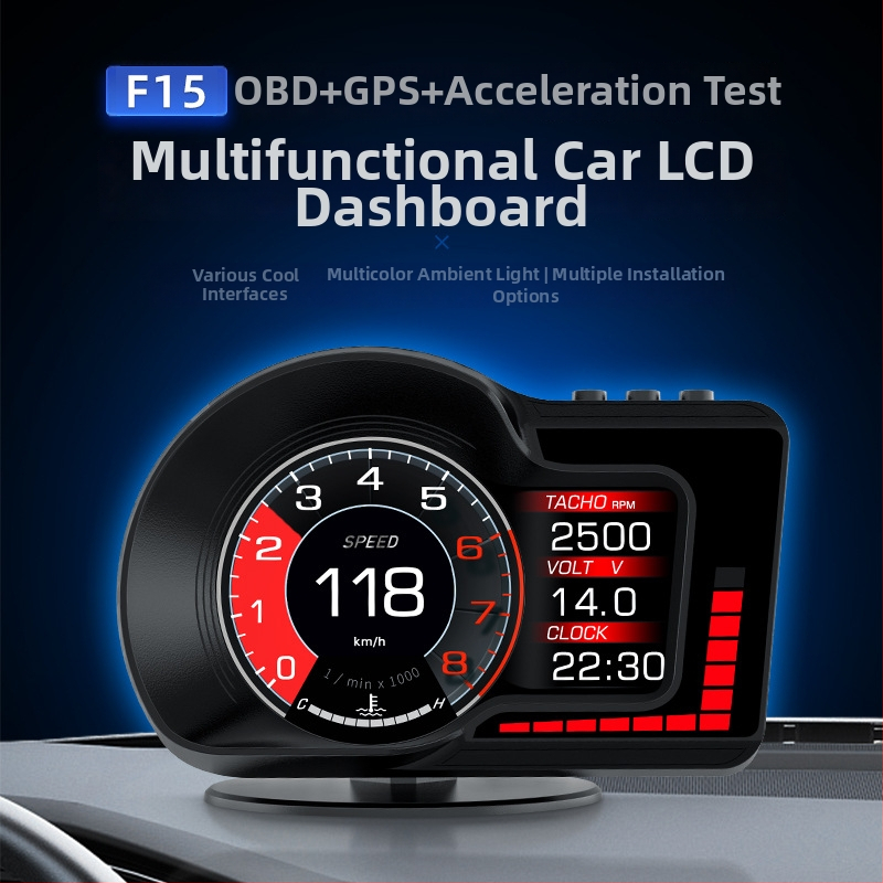 F15 Afișaj LCD Head-Up pentru mașină, intrare OBD, Rezoluție HD, Alimentare USB, Compatibil universal