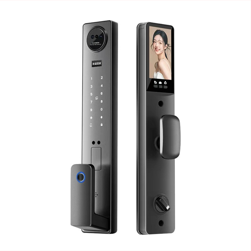 3D arcfelismeréssel működő intelligens ajtózár, tenyérvén biometria, 40 ujjlenyomat tárolás, jelszavas nyitás, interkom