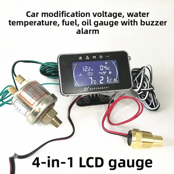 LCD merací prístroj 4 v 1: tlak oleja, napätie, teplota vody a hladina oleja, univerzálny 12V-24V pre autá a nákladné vozidlá