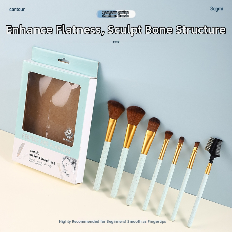 7-dielny set štetcov na make-up, mäkké štetiny, na očné tiene a tvár