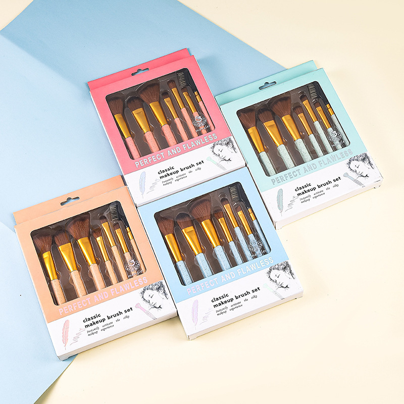 7 бр. комплект четки за грим с меки косми за сенки и лице