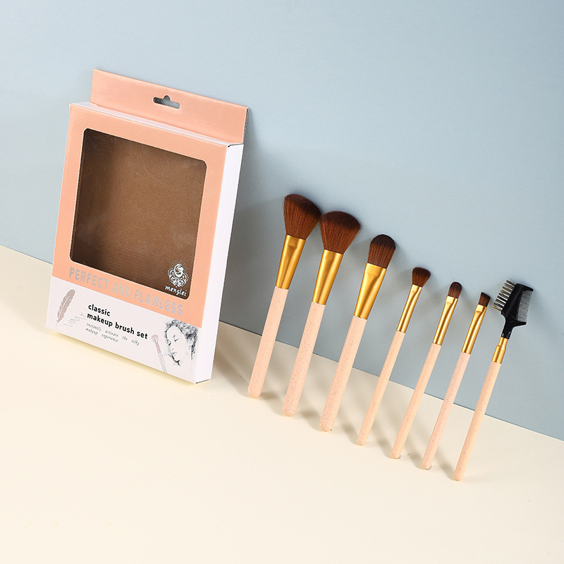 7 бр. комплект четки за грим с меки косми за сенки и лице