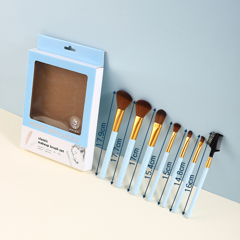 7 бр. комплект четки за грим с меки косми за сенки и лице