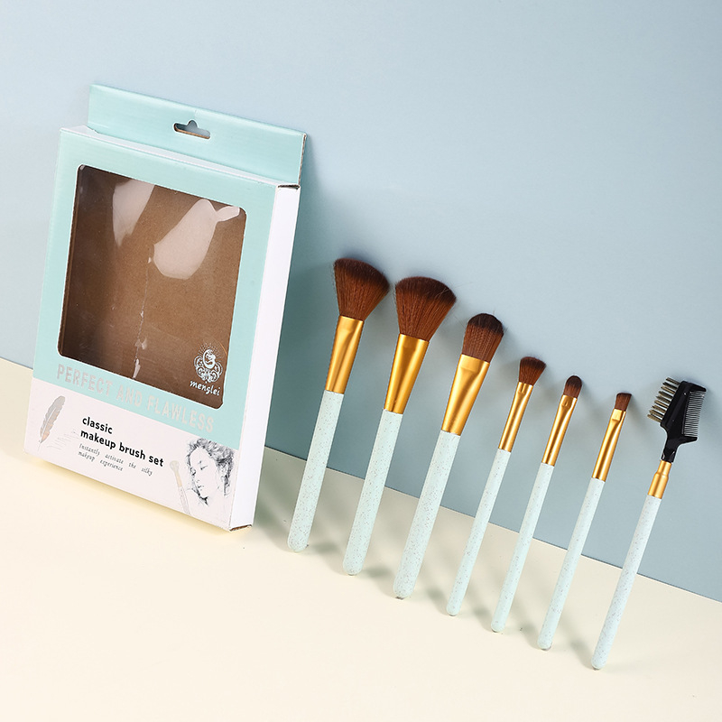 7 бр. комплект четки за грим с меки косми за сенки и лице