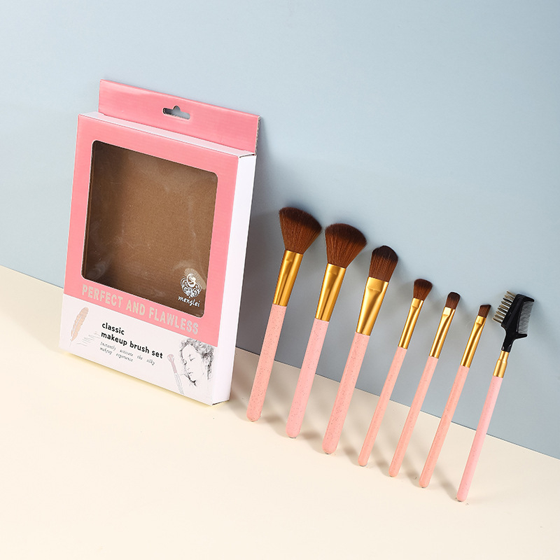 7 бр. комплект четки за грим с меки косми за сенки и лице