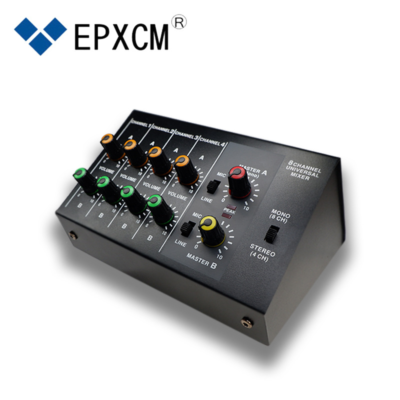 EPXCM MIX-428 Μίξερ Ήχου 4/8 Καναλιών, Συμπαγής Επεκτατής Μικροφώνου, 5W