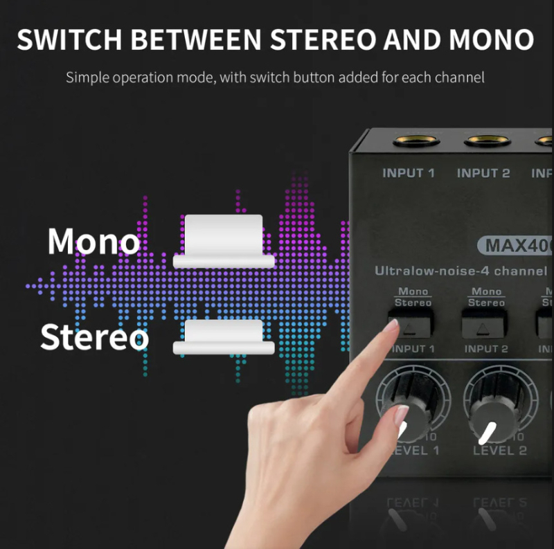 XTUGA MAX400 τετρακαναλικός μικρός οικιακός μίκτης εγγραφής με διεπαφή 6,35 mm