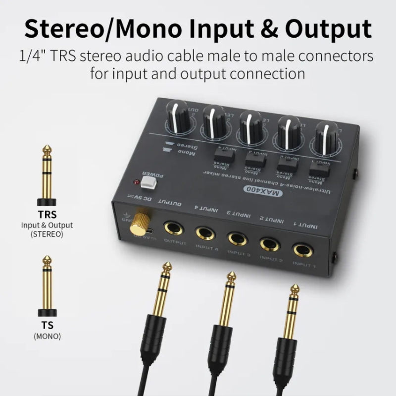 XTUGA MAX400 τετρακαναλικός μικρός οικιακός μίκτης εγγραφής με διεπαφή 6,35 mm