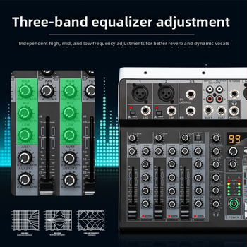 ZXI 4-kanálový Bluetooth USB mini mixér s integrovanou zvukovou kartou pre pódium a živé vysielanie