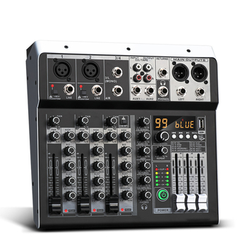 ZXI τετρακαναλικός Bluetooth USB μίκτης με ενσωματωμένη κάρτα ήχου για σκηνή και ζωντανή μετάδοση