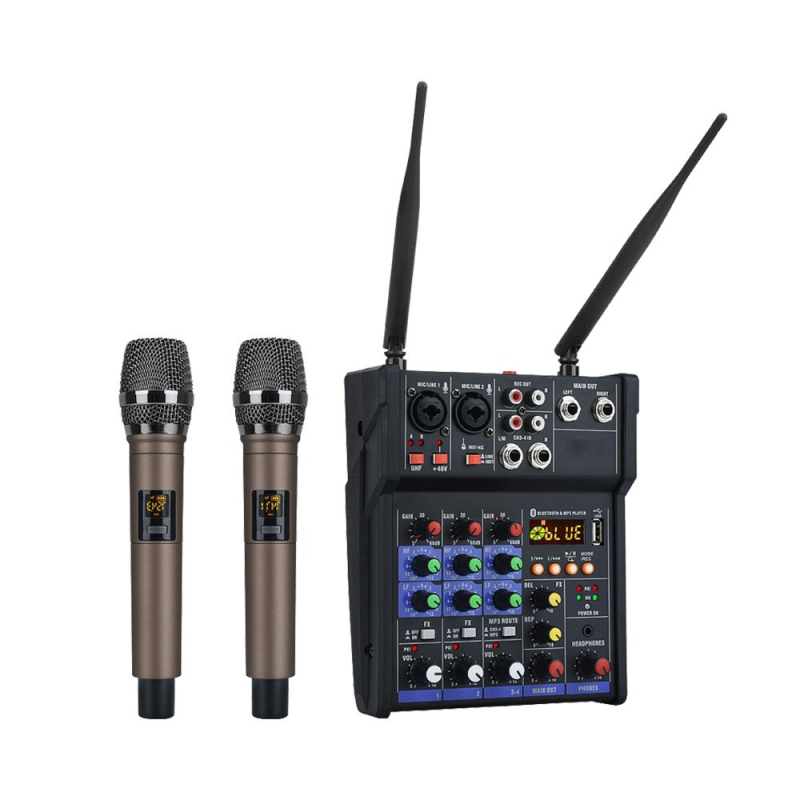 4-καναλικός μίκσερ με ενσωματωμένο ενισχυτή, USB και Bluetooth (Μοντέλο G4, 220W, Voice Transferor)