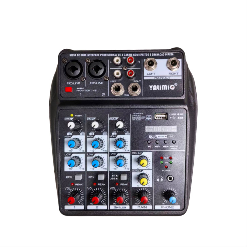 Yalimic 4 καναλιών USB Bluetooth μίξερ ήχου για εγγραφή σε υπολογιστή και ζωντανή μετάδοση