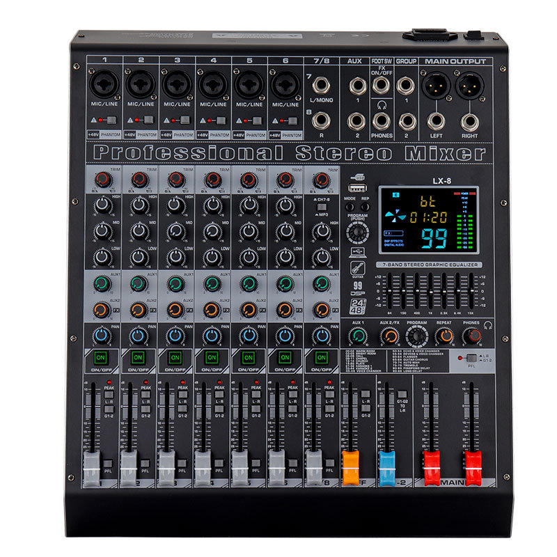 VRF LX8 Επαγγελματικός μίκτης ήχου με 8/12 καναλιών, εφέ DSP, USB και Bluetooth