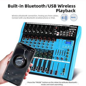 Profesionálny 7-kanálový kompaktný mixér s phantom power, USB a Bluetooth