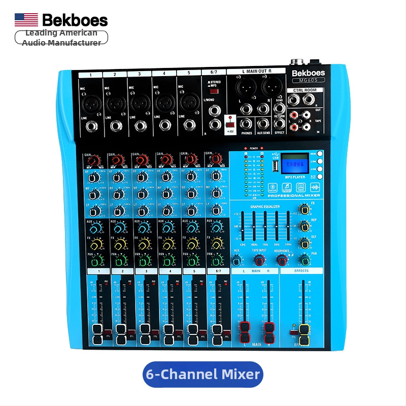 Profesionálny 7-kanálový kompaktný mixér s phantom power, USB a Bluetooth