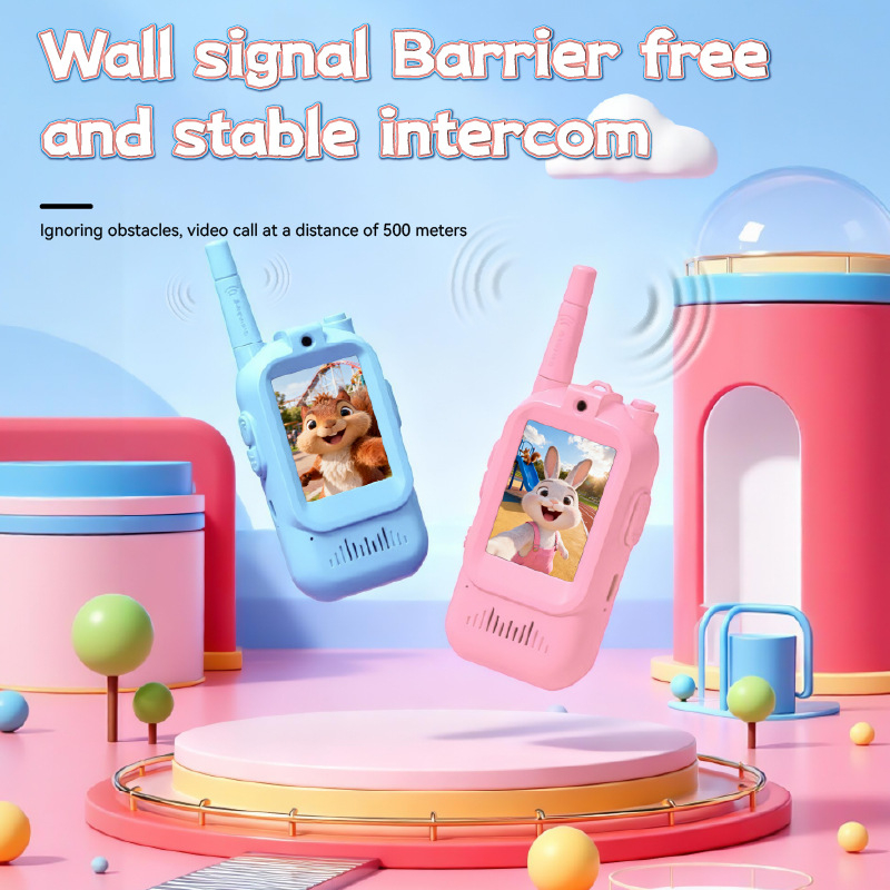 MAFAM intercom video pentru copii, purtat la gât pentru încărcare, apel cu un singur clic, rază până la 1,5 km, baterie Li-ion 650 mAh, display, rezistent la apă