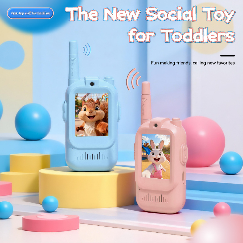 MAFAM intercom video pentru copii, purtat la gât pentru încărcare, apel cu un singur clic, rază până la 1,5 km, baterie Li-ion 650 mAh, display, rezistent la apă