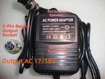 Miešací pult – externý napájací transformátor, adaptér 17–18V, 3-pinzový kruhový port, 42W, model 338, Sharp Sound