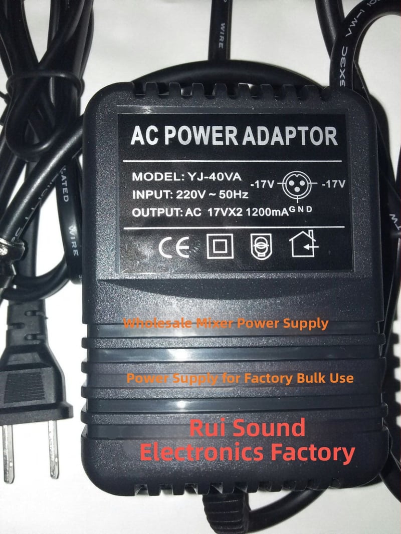 Miešací pult – externý napájací transformátor, adaptér 17–18V, 3-pinzový kruhový port, 42W, model 338, Sharp Sound