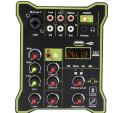 3-канален DJ миксер за жив запис, USB звукова карта и Bluetooth, за мобилни телефони и ПК