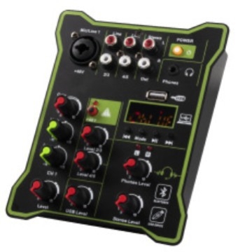 3-канален DJ миксер за жив запис, USB звукова карта и Bluetooth, за мобилни телефони и ПК
