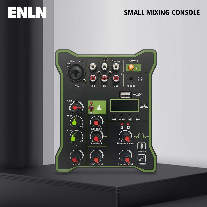 3-канален DJ миксер за жив запис, USB звукова карта и Bluetooth, за мобилни телефони и ПК