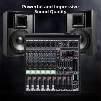 Profesionálny 8-kanálový mixážny pult s reverbom, 7-pásmový EQ, USB a Bluetooth pre pódium