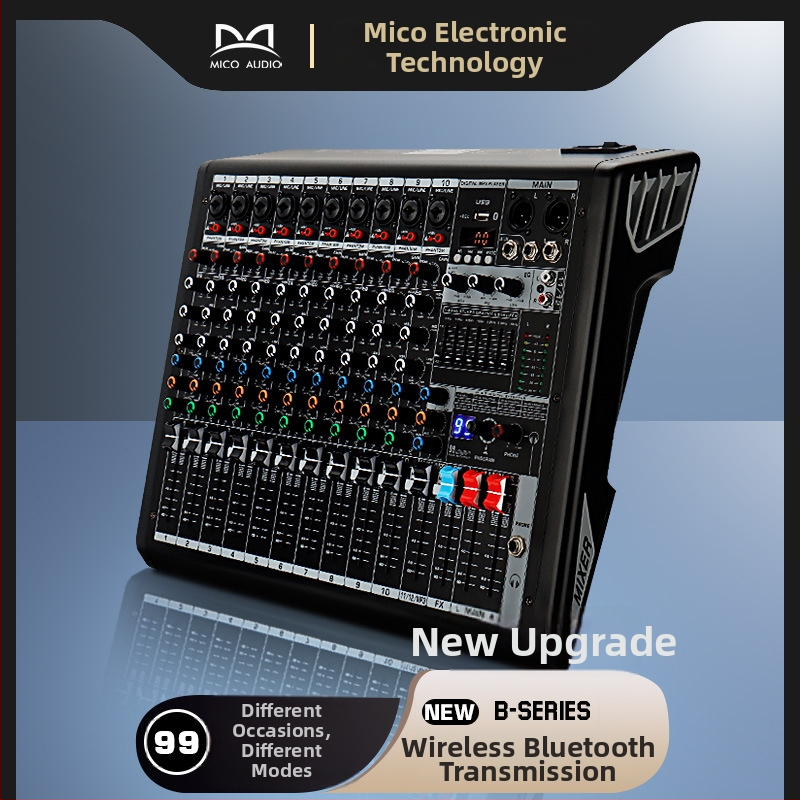 6-kanálový profesionálny mixér na pódium s Bluetooth a USB digitálnym rozhraním (Frekvenčný rozsah 100 Hz–20 kHz, SNR ≥70 dB, Výkon 5 W, Bluetooth 2.0)