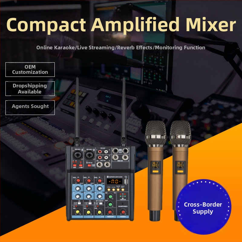 Všetko-v-jednom zosilňovač a miešací pult pre pódium a KTV s mikrofónom, USB, Bluetooth, reverbou a ekvalizérom