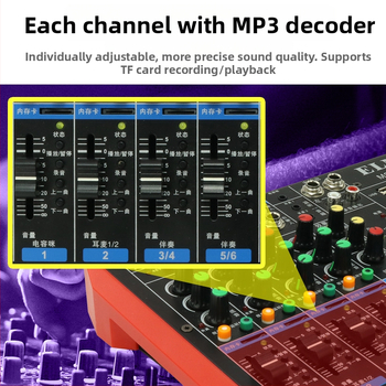 MS-620 professzionális USB audió-mixer kártya — USB interfész, Mikrofon bemenet, Elülső vonali kimenet, Kétcsatornás