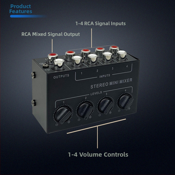 CX400 Štvorkanálový Pasívny Audio Mixér Hub pre Stereo Signály