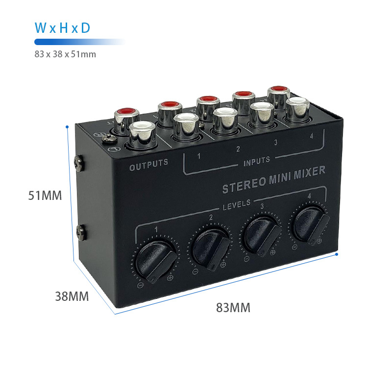 CX400 Štvorkanálový Pasívny Audio Mixér Hub pre Stereo Signály