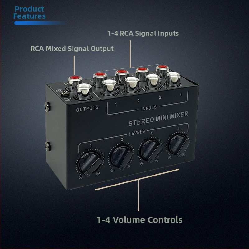 CX400 Štvorkanálový Pasívny Audio Mixér Hub pre Stereo Signály