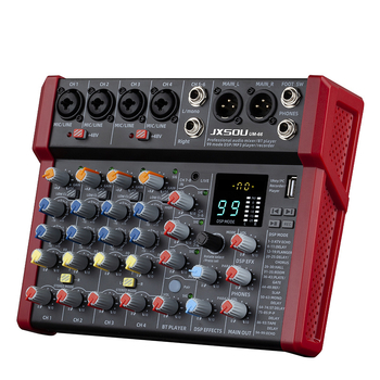 4-καναλ Καραόκε μίκσερ με ενσωματωμένο Bluetooth και εφέ ρεβέρμπ, JXSOU UM33 για οικιακή ηχογράφηση και ζωντανή μετάδοση
