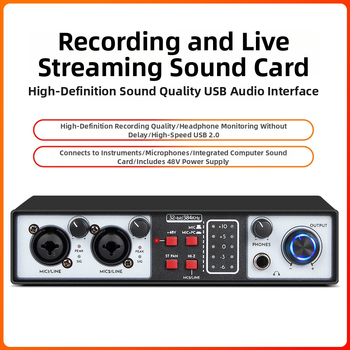 Mixer de înregistrare montat în rack, 2 intrări 2 ieșiri, interfață audio externă