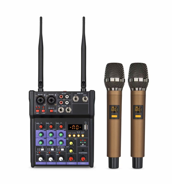 4-kanalni kompaktni mikser s integriranim 1:2 bežičnim sustavom mikrofona i Bluetooth zvučnom kartom za prijenos uživo i snimanje