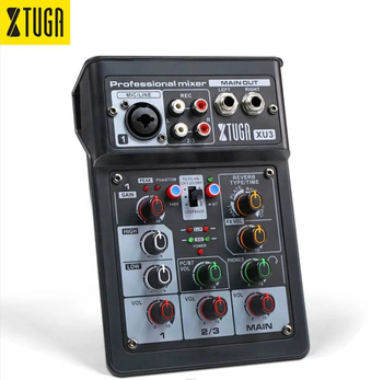 XTUGA XU3 mixer de 3 canale cu reverb, redare Bluetooth, interfață XLR și EQ