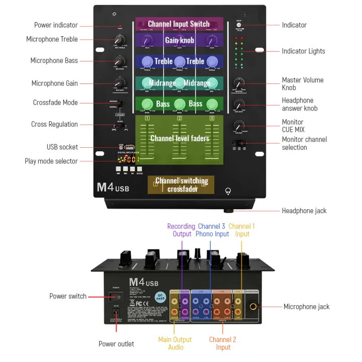 3-kanalni USB DJ mikser sa Scratch Padom za live nastupe