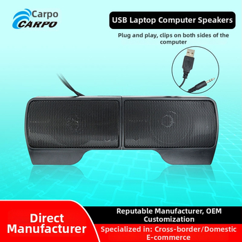 E9120 USB klip-on stolný reproduktor pre PC/notebook, 2×1W, 70Ω, 90Hz–20kHz