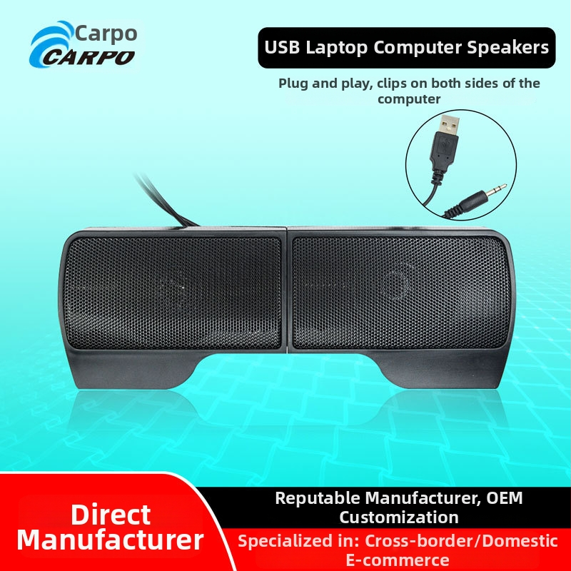 E9120 USB klip-on stolný reproduktor pre PC/notebook, 2×1W, 70Ω, 90Hz–20kHz