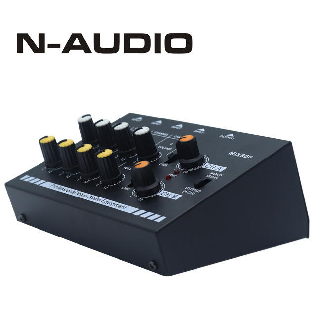 N-AUDIO MIX800 8-csatornás mini keverő, mono/stereo bemenet és kimenet, 9 V tápegység, szoftver nélkül